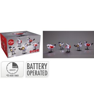 Kerstfiguur Acryl - Vogels - LED - set van 5