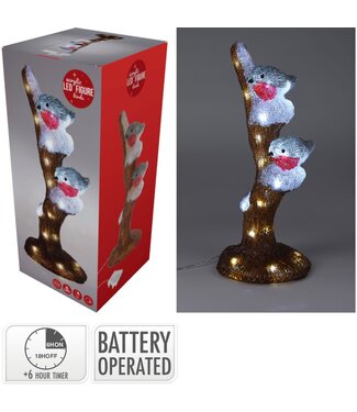 Kerstfiguur Acryl - Vogels op Tak - LED - 41cm