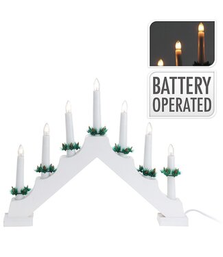 Kaarsenbrug hout - 7LED - met timer