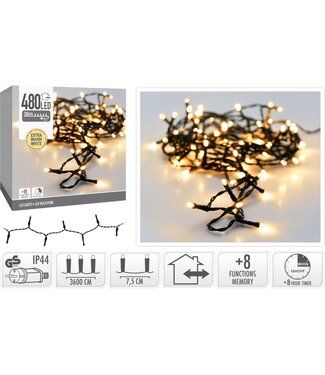 Kerstverlichting 480 led- 36m - extra warm wit - Timer - Lichtfuncties - Geheugen - Buiten