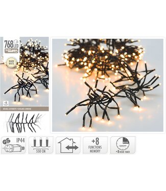 Clusterverlichting - 768 LED - 5.5m - Timer - Lichtfuncties - warm wit