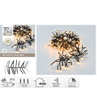 Clusterverlichting - 192 LED - 1.4m - Timer - Lichtfuncties - warm wit