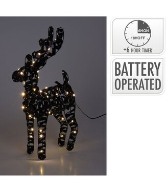 Verlicht Rendier - Zwart - 37 cm - 30 microled