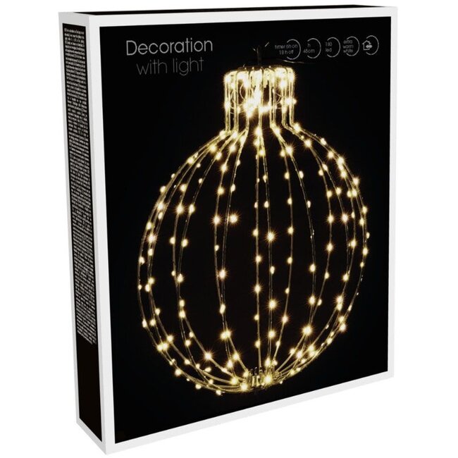 Verlichte Kerstbal - 35cm - Zwart Frame