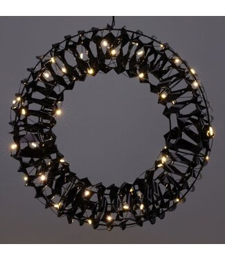 Verlichte Krans - Zwart - 30 cm - 50 led