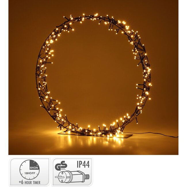 Kerstkrans op Standaard - 300 LED - 50 cm - warm wit - Timer