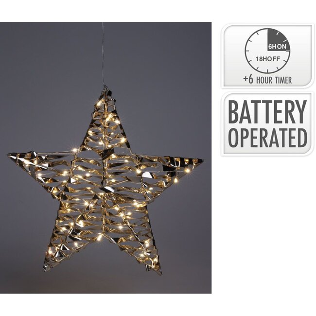 Verlichte Kerstster - Goud - 40 cm - 60 led