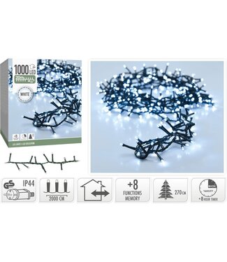 Microcluster - 1000 led - 20m - wit - Timer - Lichtfuncties - Geheugen - Buiten