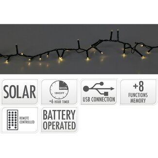 Solar Verlichting - 11 meter - 560 led - USB oplaadbaar - Afstandsbediening