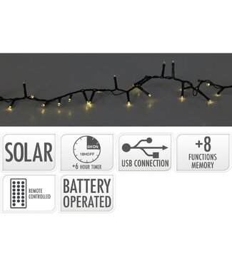 Solar Cluster Verlichting - 11 meter - 560 led - USB oplaadbaar - Afstandsbediening