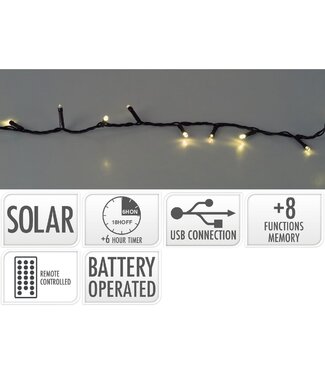 Solar Led Verlichting - 10.5 meter - 240 led - USB oplaadbaar - Afstandsbediening