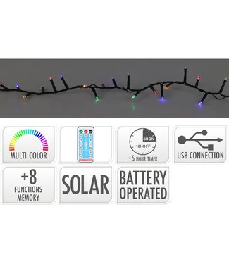 Solar Led Verlichting - 10.5 meter - 240 led - Multicolor - USB oplaadbaar - Afstandsbediening