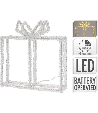 Kerstverlichting Kado - 80 led - 23 cm hoog - Timer - op batterijen - buiten en binnen
