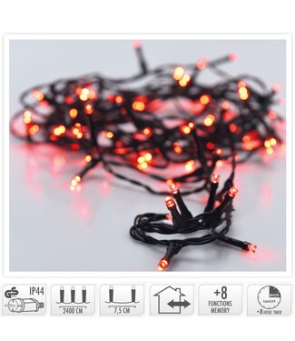 Kerstverlichting 320 led- 24m - rood - Timer - Lichtfuncties - Geheugen - Buiten