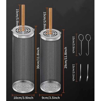 Ceruzo Grillmand - set van 2 - rollend Grillrooster - 30 cm