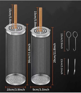 Ceruzo Grillmand - set van 2 - rollend Grillrooster - 30 cm