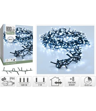 Microcluster - 800 led - 16m - Wit - Timer - Lichtfuncties - Geheugen - Buiten