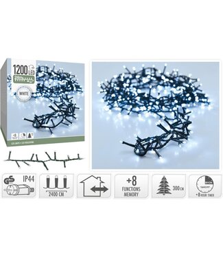 Microcluster - 1200 led - 24m - Wit - Timer - Lichtfuncties - Geheugen - Buiten