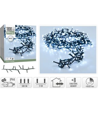 Microcluster - 1800 led - 36m - Wit - Timer - Lichtfuncties - Geheugen - Buiten