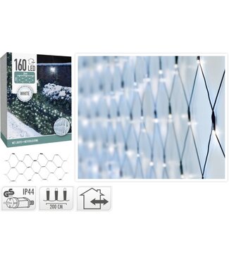 Netverlichting 160 LED's - 200x100 cm - Wit - groen snoer