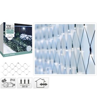 Netverlichting 320 LED's - 300x150 cm - Wit - groen snoer