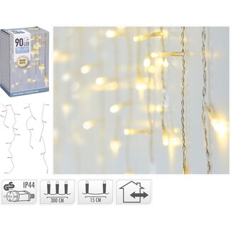 IJspegel verlichting 90 LED - warm wit - transparant snoer