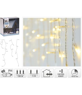 IJspegel verlichting 360 LED - warm wit - Lichtfuncties - Timer - Transparant snoer