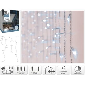 IJspegel verlichting - 180 LED - Wit - Transparant Snoer - Timer - Lichtfuncties - Geheugen