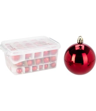 Kerstballen Set Rood - 70 Stuks - Kunststof  - Opbergbox