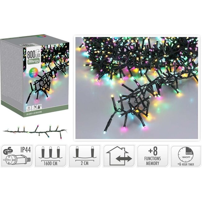 Microcluster - 16 Meter - 800 led - Soft Multi Colour - Kerst - Festival