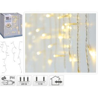 IJspegel verlichting 180 LED - warm wit - transparant snoer