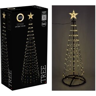 Kerstboom - Vlaggenmast - 210cm - 370 LED - Zwart Frame - Warm Wit