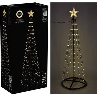 Kerstboom - Vlaggenmast - 300cm - 550 LED - Zwart Frame - Warm Wit