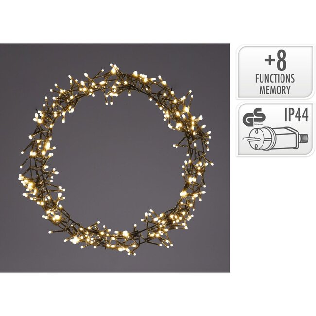 Ceruzo Kerstring met verlichting - 300 LED - Ø38 cm - warm wit - 8 Lichtfuncties - voor binnen en buiten