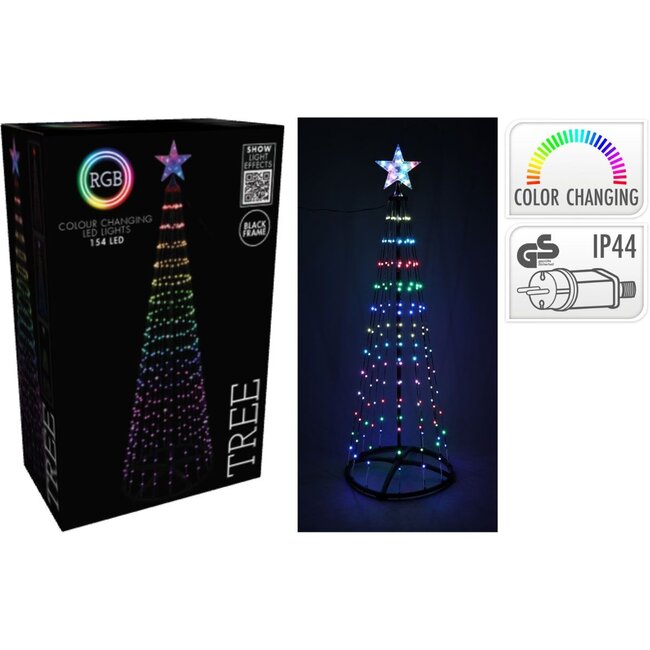 Kerstboom - Vlaggenmast - RGB Licht - 150cm - 154 LED - incl. Frame - Colour Changing