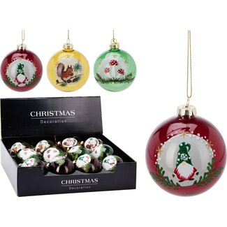 12x Glazen Kerstbal - Traditional - 8cm