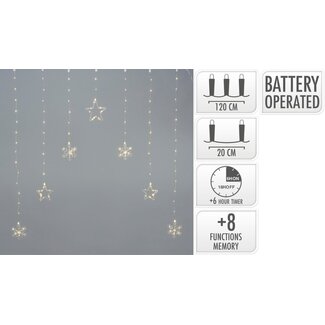 Kerstverlichting Lichtgordijn -Sterren - Sneeuwvlokken - 120x120cm - op batterijen
