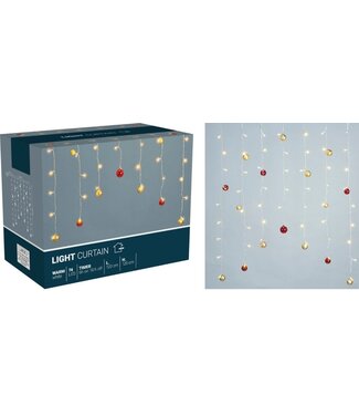 Lichtgordijn - Kerstballen - 120x120cm - op batterijen