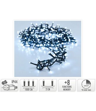 Micro Cluster met Haspel - 500 LED - 10 meter - met timer - wit