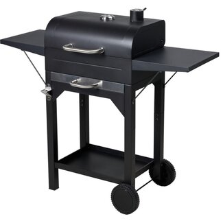 Houtskool BBQ - mat zwart - verrijdbaar