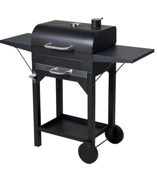 Houtskool BBQ - mat zwart - verrijdbaar