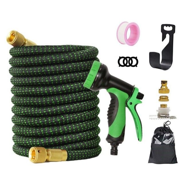Ceruzo Flexibele Tuinslang tot 30 meter - met Sproeikop en Slanghouder