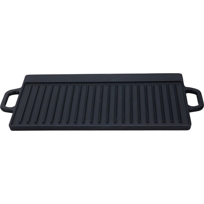 Grillplaat voor de BBQ - Gietijzer - Dubbelzijdig - Geribbeld en Gladde Kant