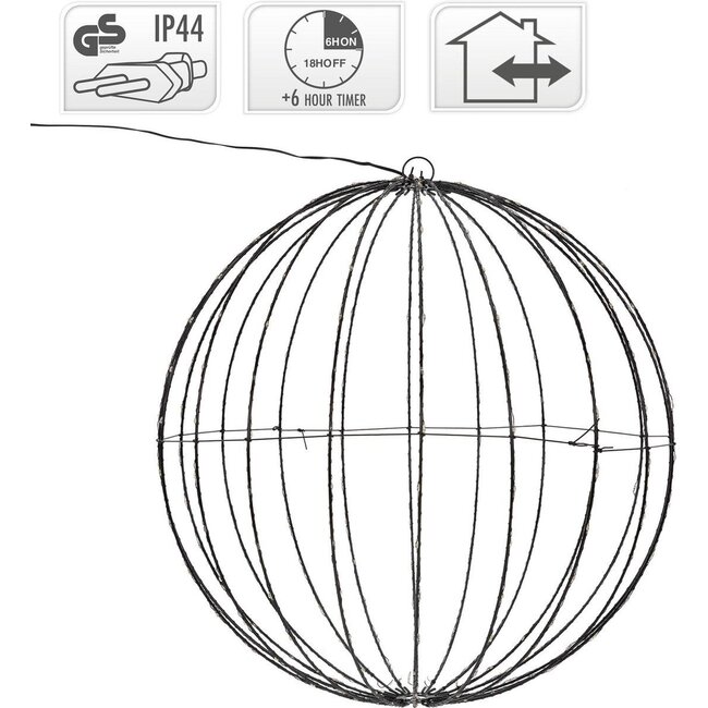 Ceruzo Lichtbol 320 led - Metaal - 50 cm - Kerstverlichting - met Timer - extra warm wit
