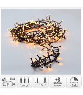 Micro Cluster met Haspel - 1250 LED - 25 meter - met timer - extra warm wit