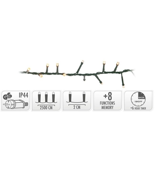 Micro Cluster met Haspel - 1250 LED - 25 meter - met timer - extra warm wit