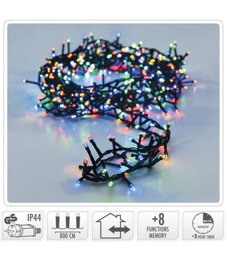 Microcluster - 400 led - 8m - multicolor - Timer - Lichtfuncties - Geheugen - Buiten