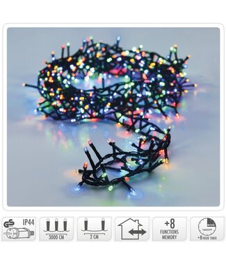 Microcluster - 1500 led - 30m - multicolor - Timer - Lichtfuncties - Geheugen - Buiten