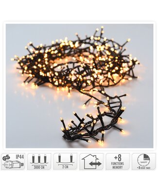 Microcluster - 1500 led - 30m - extra warm wit - Timer - Lichtfuncties - Geheugen - Buiten