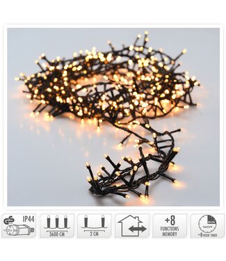 Microcluster - 1800 led - 36m - extra warm wit - Timer - Lichtfuncties - Geheugen - Buiten